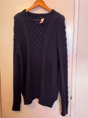 J. Crew Dark Navy Cable Knit Crew Sweater
